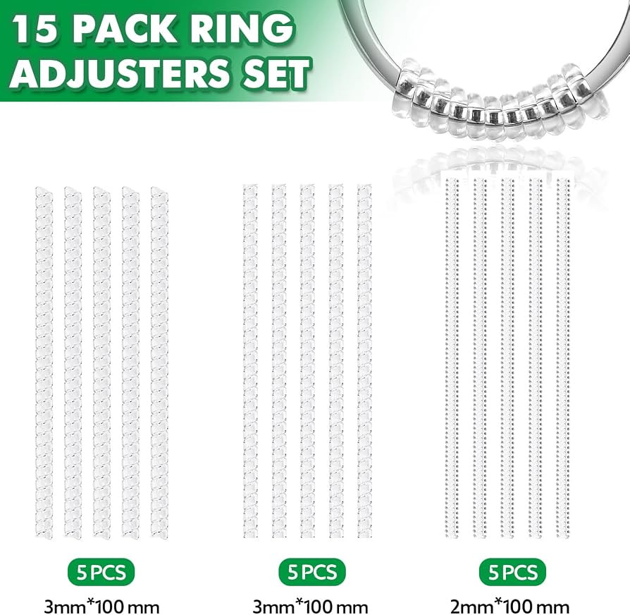 Anpro 15 Pack Ring Size Adjuster - with 3 Sizes Clear Ring Sizer Adjuster for Loose Rings,Spiral ... | Amazon (US)