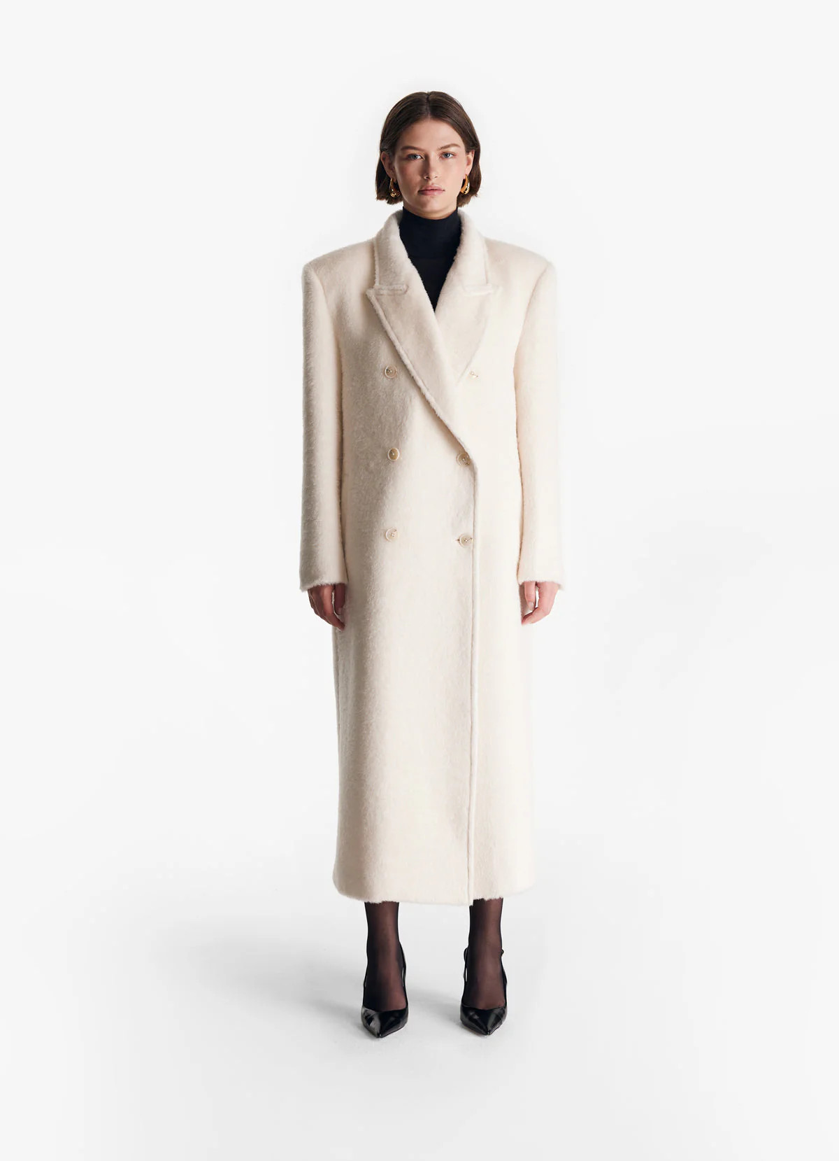 Cream Brushed Wool Trench Coat | DE SAVARY LONDON