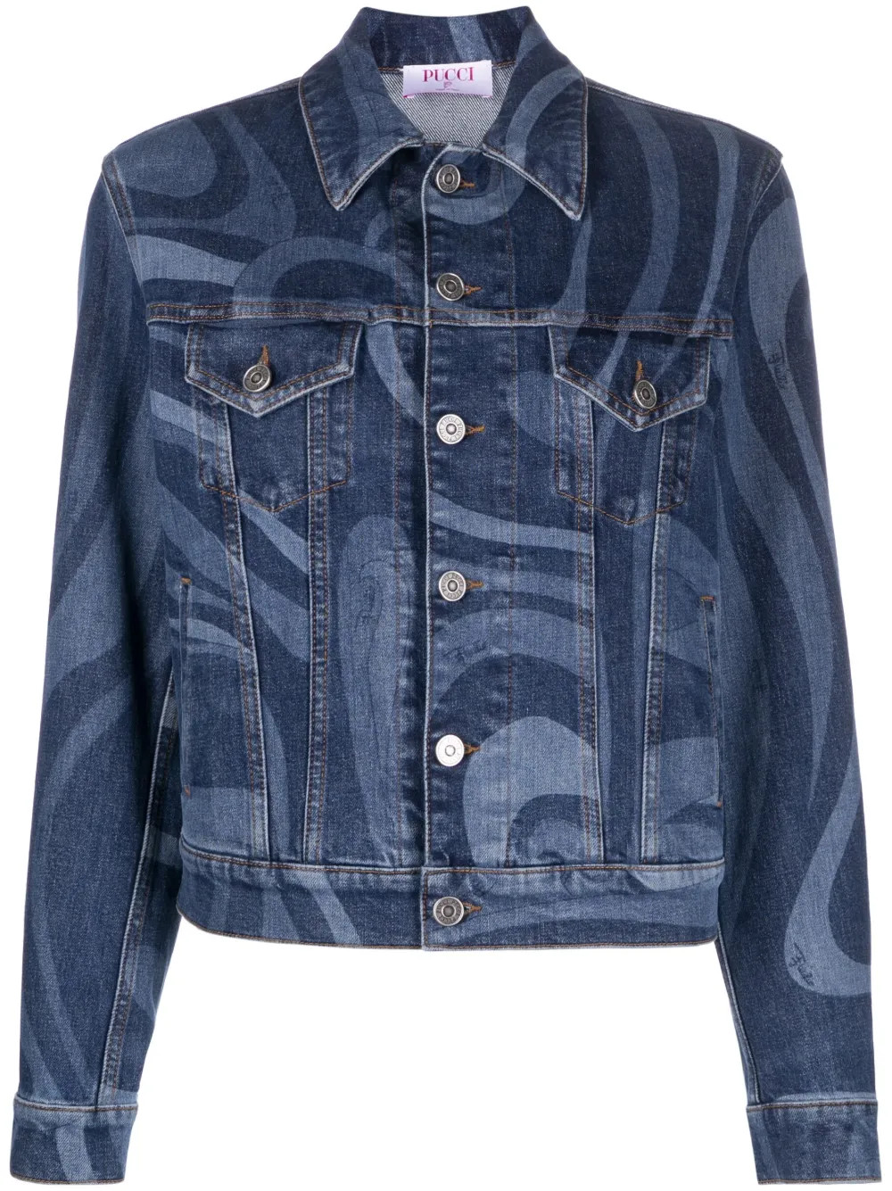 swirl-print denim jacket | Farfetch Global