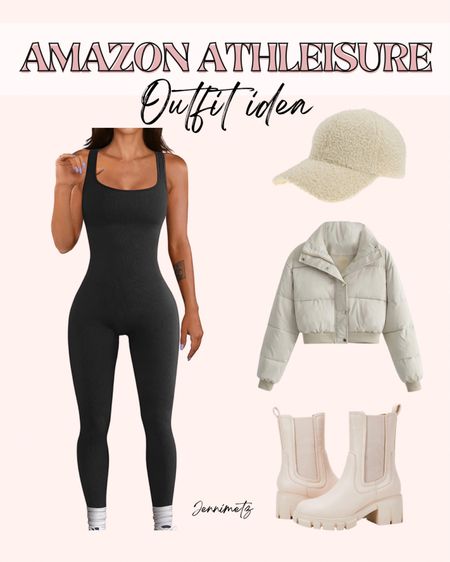 Amazon onesie. Jumpsuit. Athleisure. Puffer jacket. Puffer coat. Winter outfit. Fall outfit. Boots. 

#LTKGiftGuide #LTKSeasonal #LTKtravel