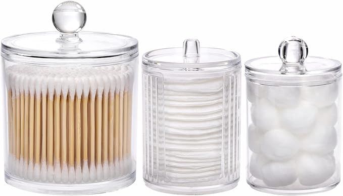 Tbestmax 10/20 Oz Cotton Swab Holder Qtip Apothecary Jar, Cotton Pad/Ball Dispenser Bathroom Cont... | Amazon (US)