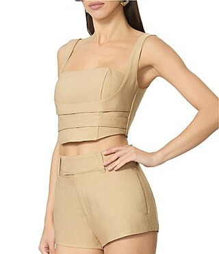 AFRM Coordinating Kendra Square Neck Sleeveless Twill Bustier Top -  M | Dillard's