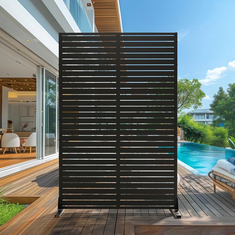 72'' x 47'' Privacy Metal Screen Fence Panel Horizontal Stripe Pattern | Wayfair North America