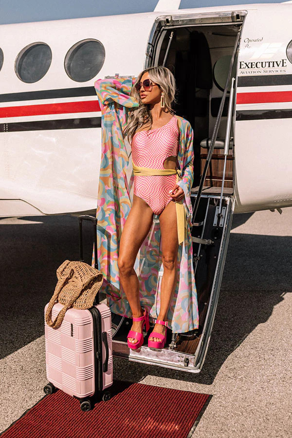 Yacht Cruise Cut Out One Piece Swimsuit in Pink | Impressions Online Boutique