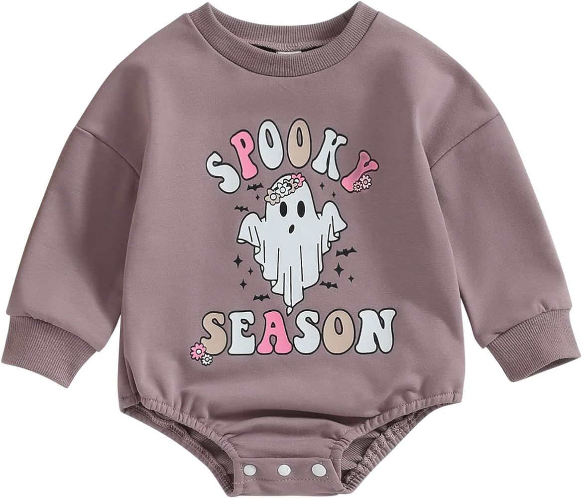 Halloween Newborn Baby Girl Outfit Pumpkin Sweatshirt Romper Long Sleeve Onesie Jumpsuit Infant F... | Amazon (US)