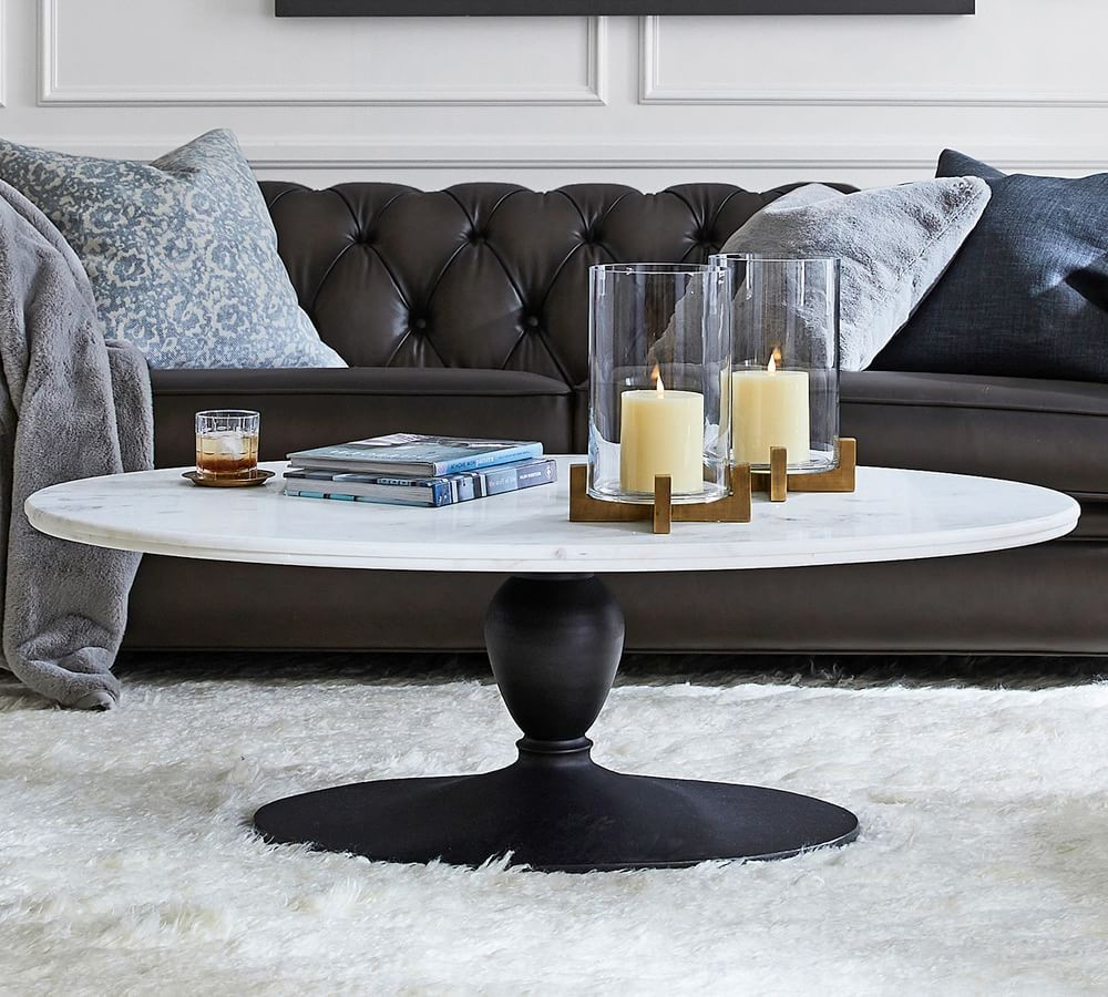 Chapman 52" Marble Oval Coffee Table | Pottery Barn (US)