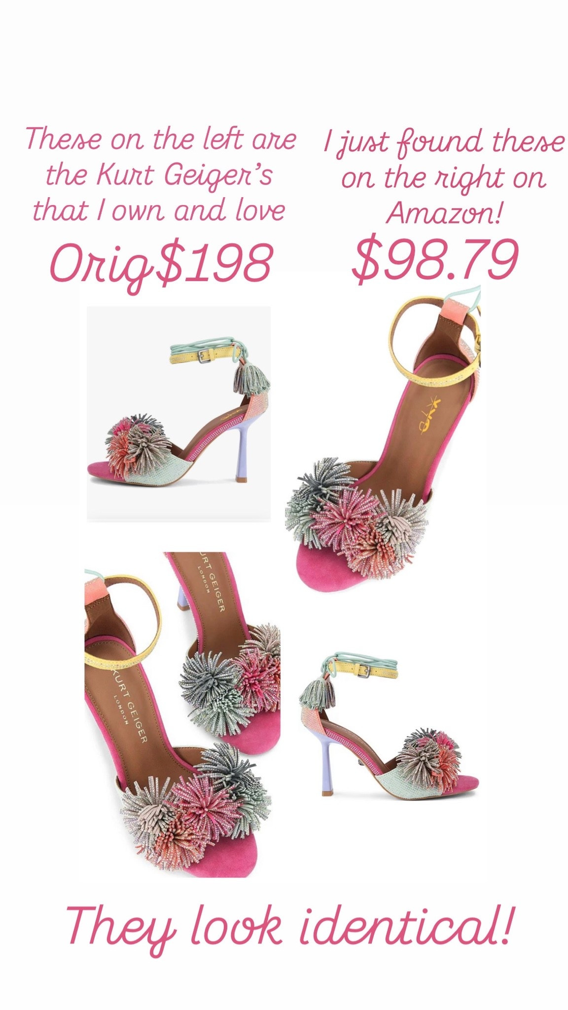 I own the Kurt Geiger version and I love them but I accidentally stumbled across the Amazon version and they look identical! These sparkly heels are lovely & they steal the show every time #sparklyheels

#LTKootd #LTKSaleAlert #LTKgrwm