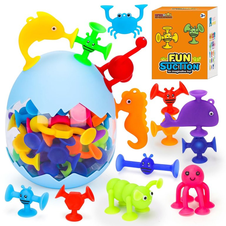 Anofty Bath Toys for Kids Ages 1-3, Baby Bathtub Suction Sensory Toys for Toddlers 1-3, 30Pcs Sil... | Walmart (US)