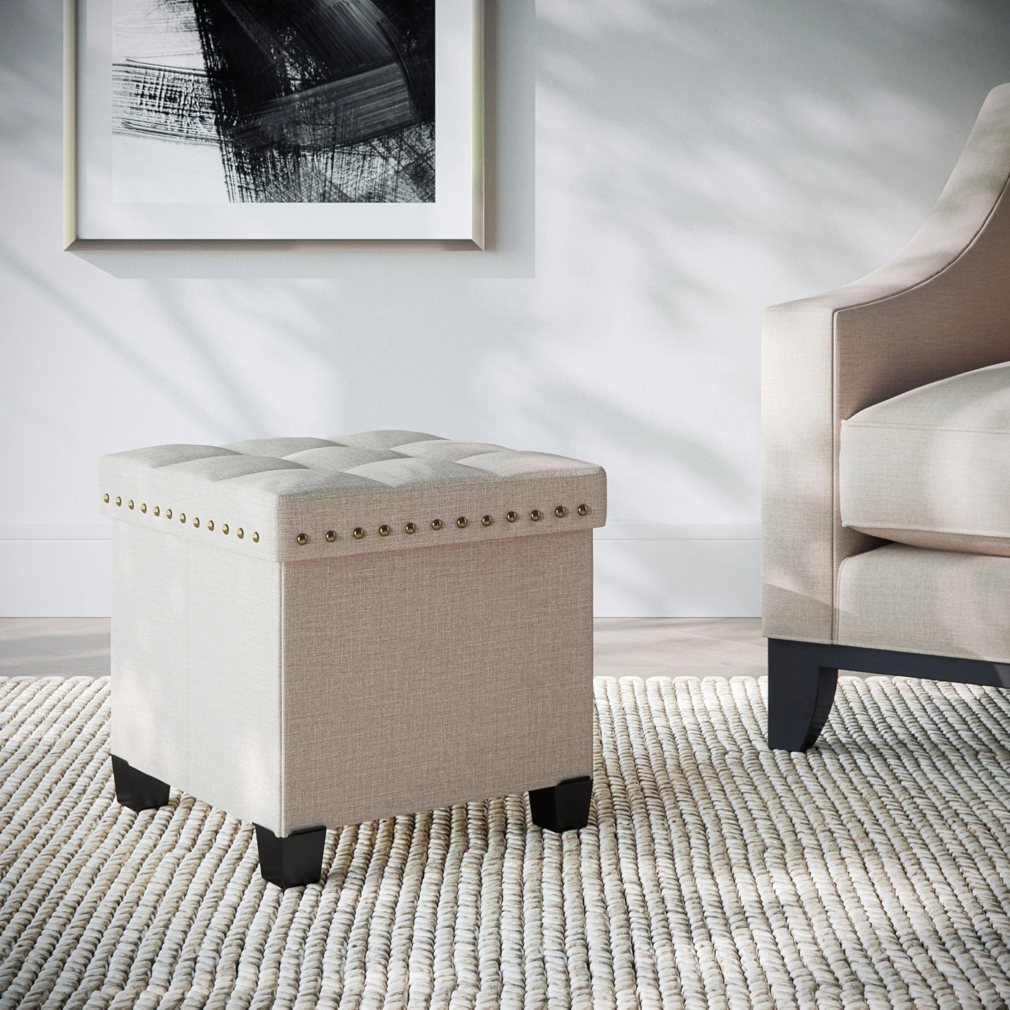 Storage Cube Ottoman Tufted Upholstered | Nathan James