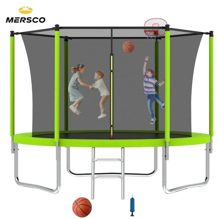 Mersco 8ft Trampoline for Kids and Adults,Outdoor Trampoline with Enclosure,BasketballHoop and La... | Walmart (US)