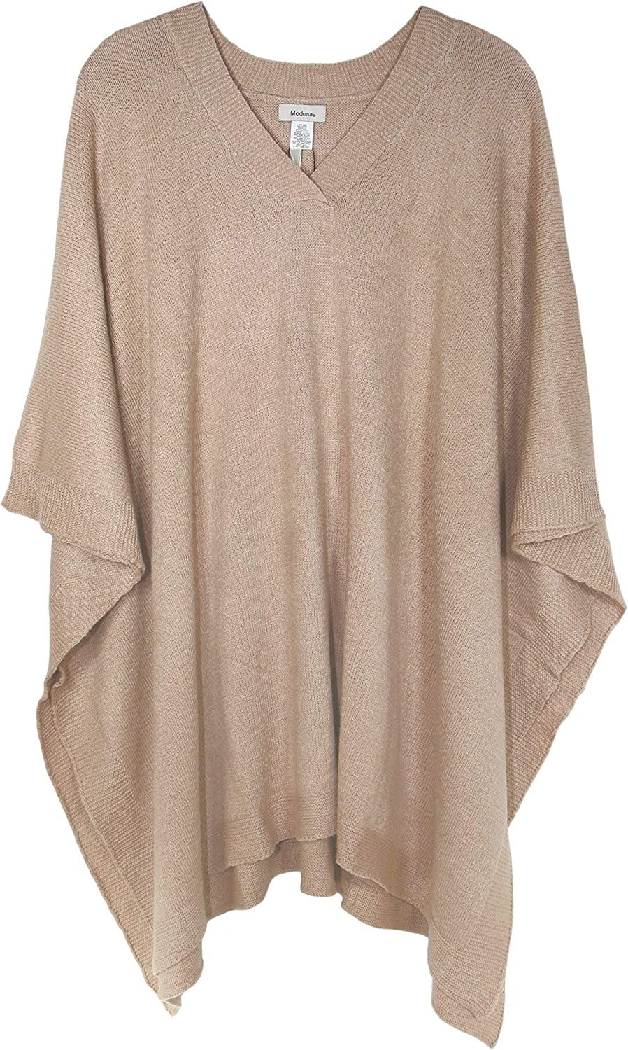 Modena Women's ExtraSoft Fine Knit Pullover Poncho. Sleeveless, Open Sides. V Neck Easy On and Of... | Amazon (US)