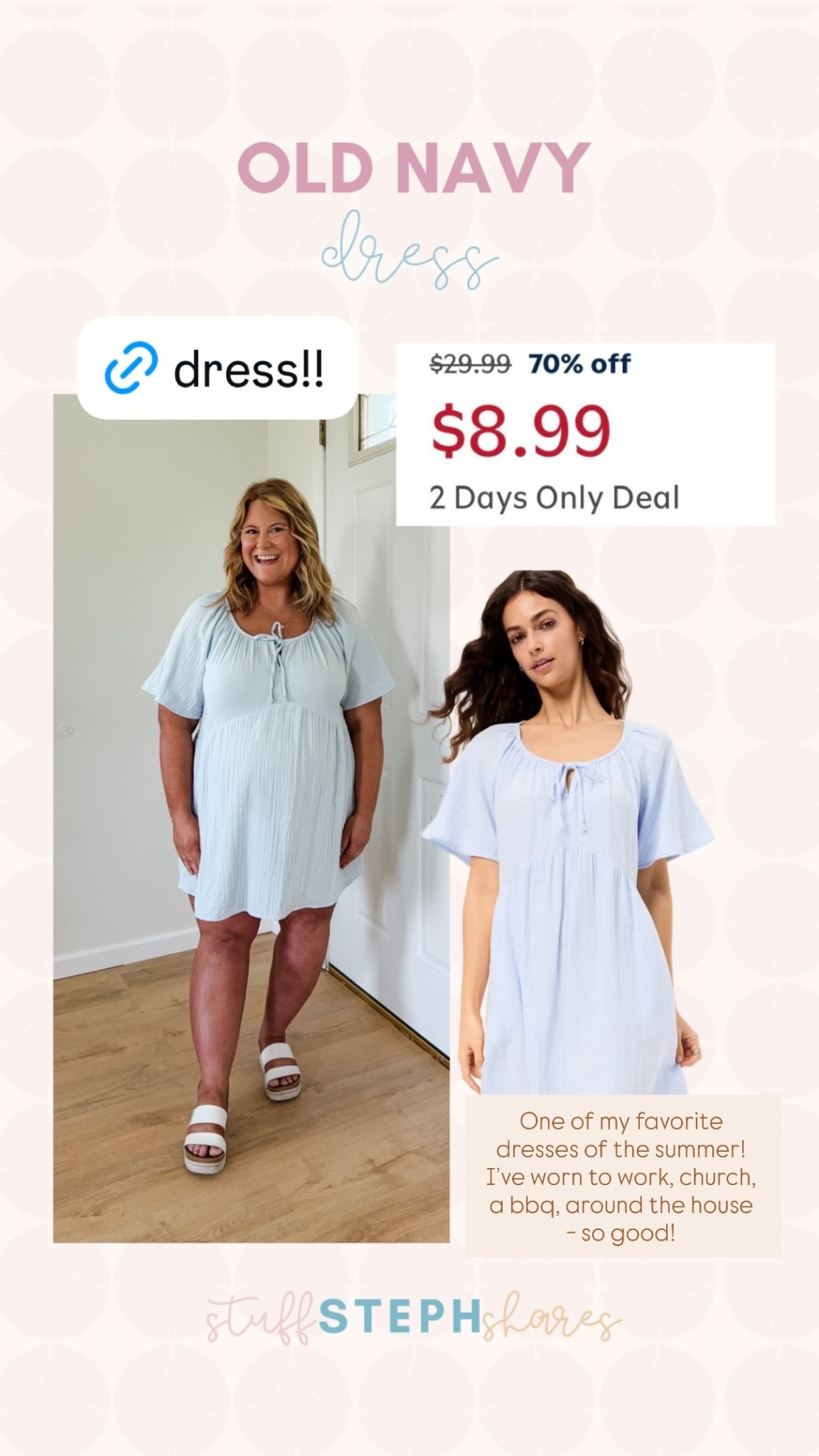 $9 dress!! One of my favorite dresses of the summer! I’ve worn to work, church, a bbq, around the house - so good!

#LTKMidsize #LTKBump #LTKSaleAlert