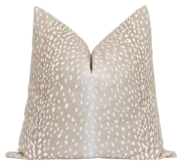Fawn Pale Blush Antelope Deer Print Linen Pillow | Land of Pillows