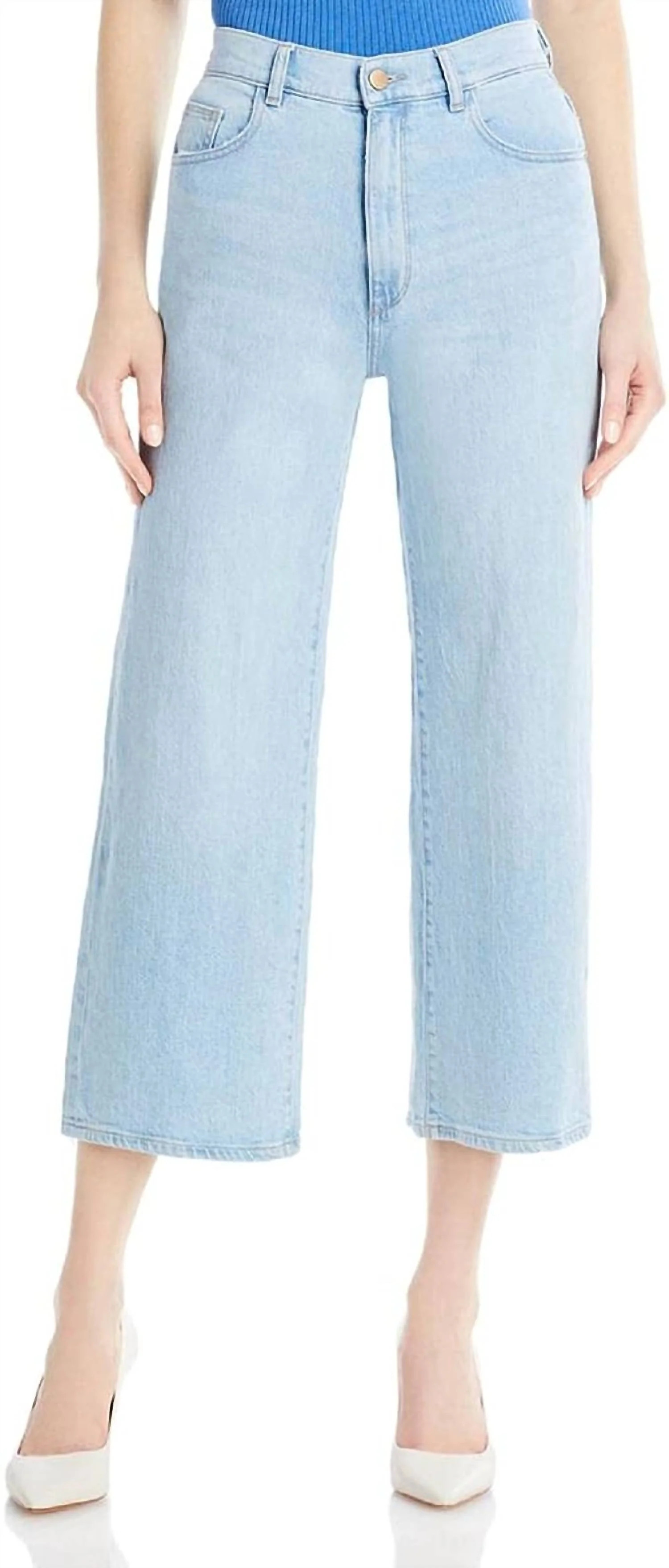 Hepburn Wide Leg High Rise Jeans In Baby Blue | Shop Simon