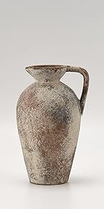 Antique Ceramic Vase, 8.3 Inch Terracotta Vase with Handle, Boho Decor Decorative Vase, Rustic Va... | Amazon (US)