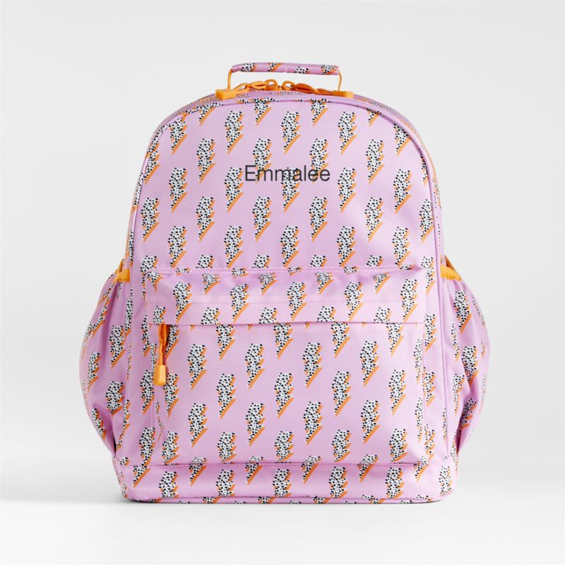 Lightning Bolts Pink Large Kids Backpack | Crate & Kids | Crate & Barrel