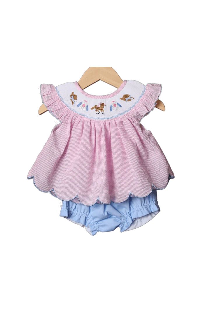 Smocked Run for the Roses Pink Gingham Derby Set | The Smocked Flamingo