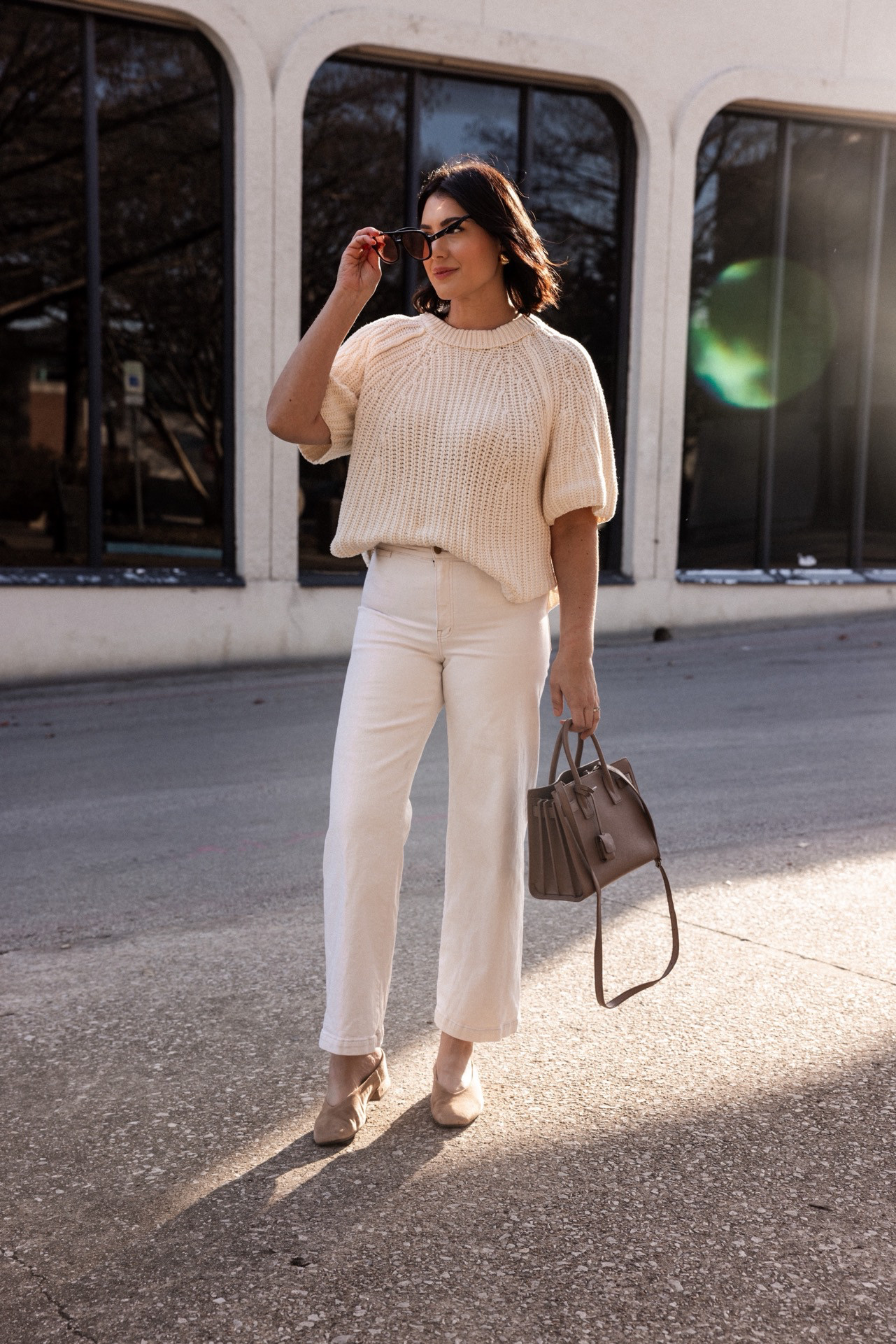 Found this under $100 Free People Sweater and love it. I'm in the large, but it runs large! No need to size up, it's a generous fit. 

I'm in the 30 of the jeans, TTS>  

 