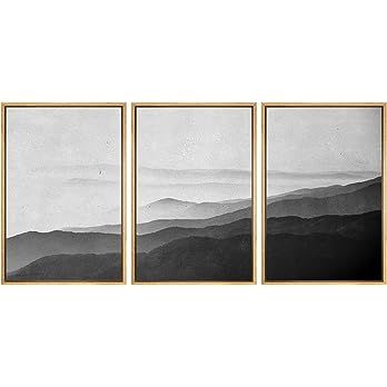 SIGNWIN Framed Canvas Print Wall Art Side of Mountain in Mist Nature Rocky Illustrations Minimali... | Amazon (US)