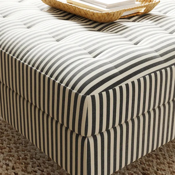 Zoe Square Storage Footstool, Pinstripe | Dunelm (migrated)