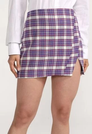 Saia Lança Perfume Curta Xadrez Roxa | Dafiti (BR)