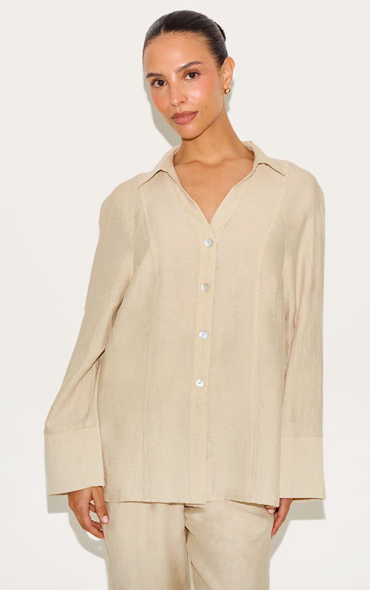 Petite Stone Woven Oversized Shirt | PrettyLittleThing UK