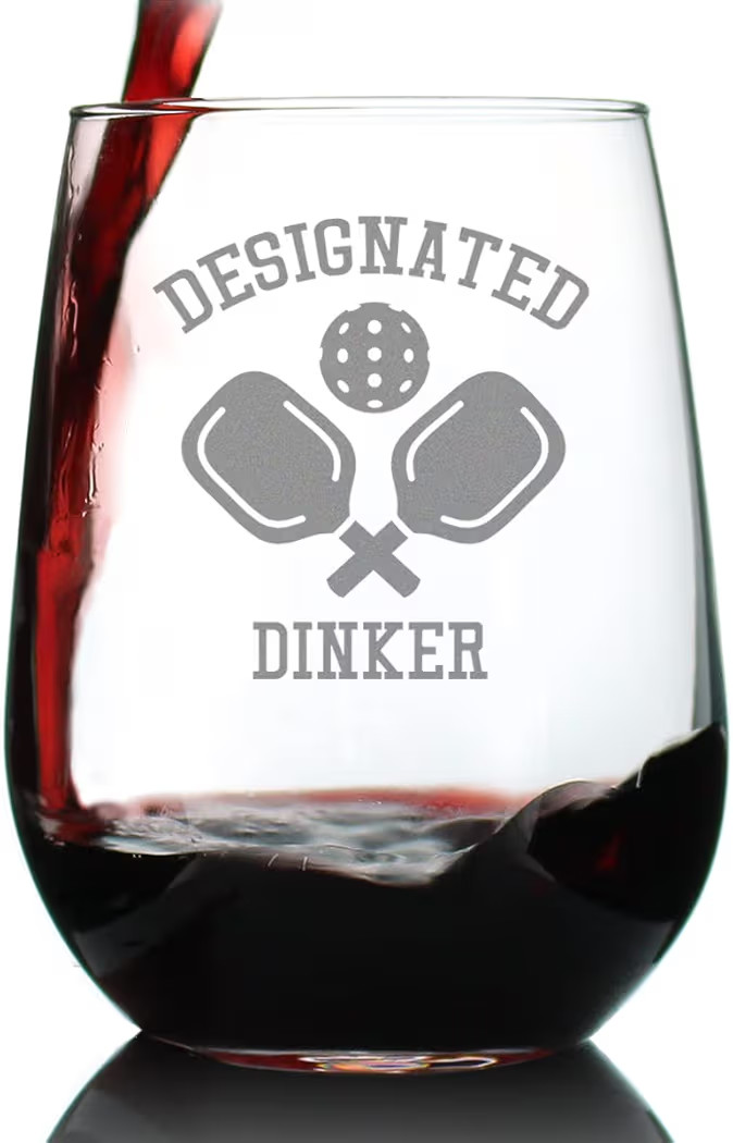 Bevvee Designated Dinker - Stemless Wine Glass - Fun Pickleball Gifts and Decor - Large 17 Ounce | Amazon (US)