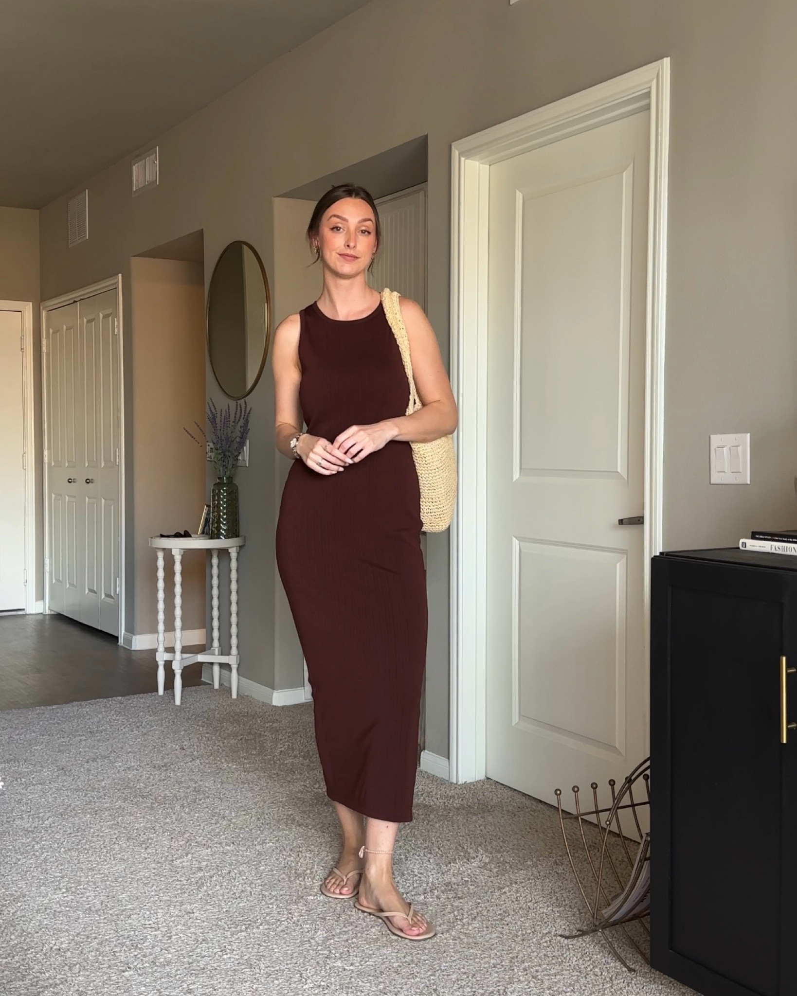 beach resortwear outfit - styling a tank maxi dress for summer - raffia beach bag - nude flip flops

#LTKFindsUnder100 #LTKItBag #LTKStyleTip