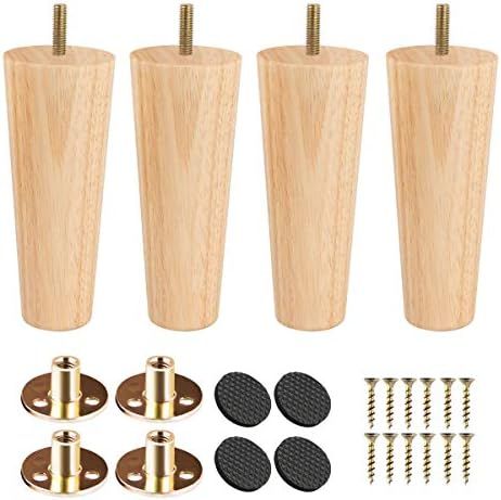 6 inch Solid Wood Furniture Legs, Btowin 4Pcs Mid-Century Modern Wooden Replacement Feet with Thread | Amazon (CA)