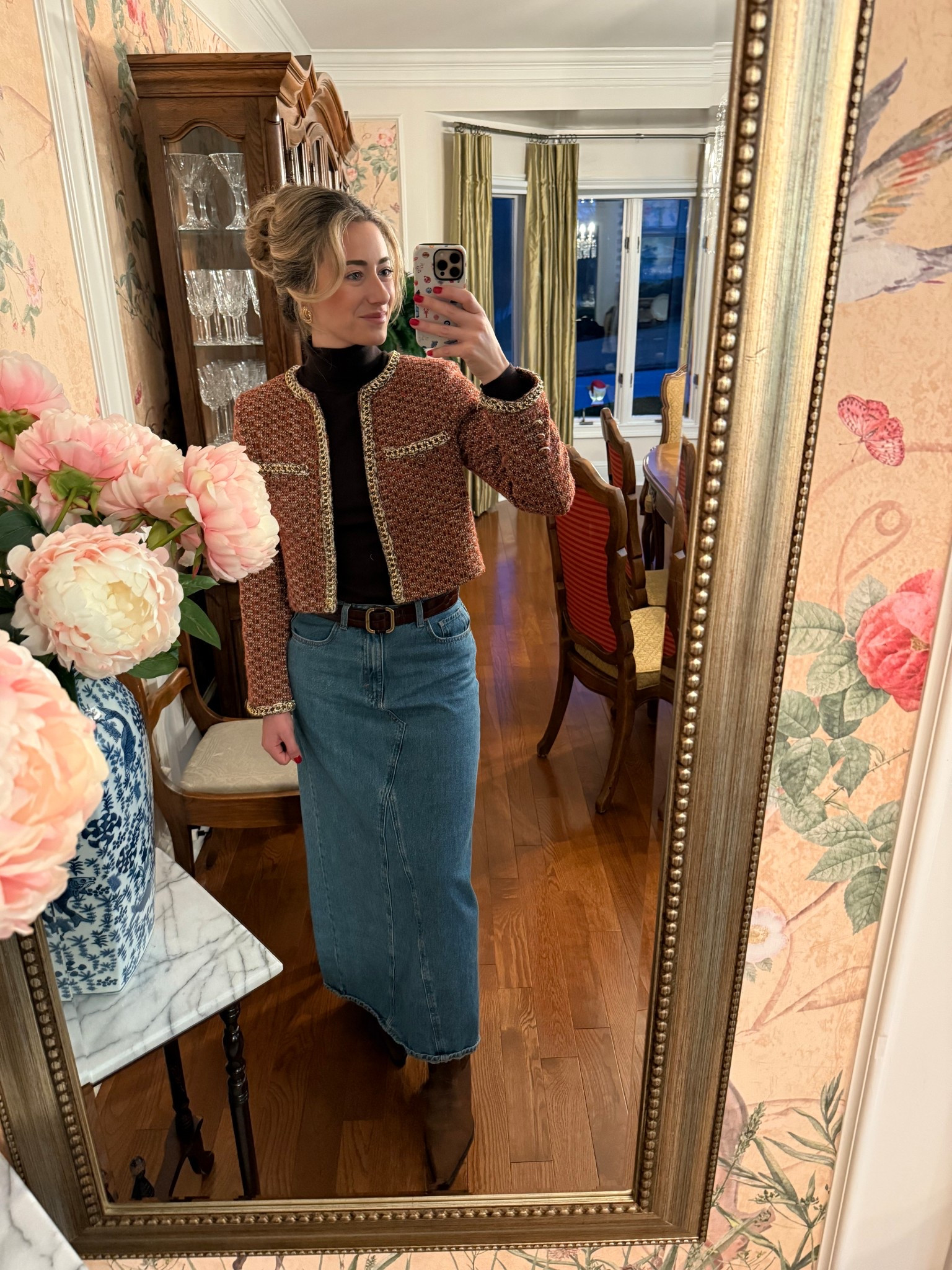 Classic layers with a heritage feel 🤍
This outfit is all about timeless staples done right a tailored tweed jacket layered over an Antonio Melani brown turtleneck, paired with a straight Mango denim midi skirt and finished with Larroudé boots. Structured yet effortless, polished but easy, this is the kind of look that works year after year. I love grounding tailored pieces with denim for an elevated, everyday feel.

✨ Finished with Heaven Mayhem earrings for a subtle statement. Everything is linked here.




#LTKgrwm #LTKootd #LTKWorkwear