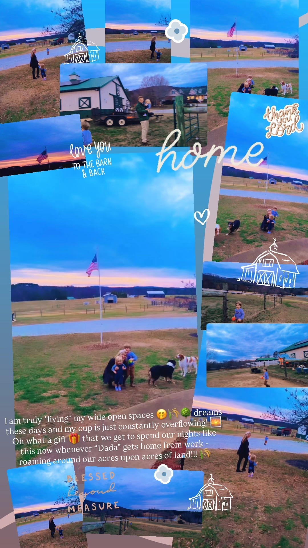I am truly *living* my wide open spaces 🤭🌾🌳 dreams these days and my cup is just constantly overflowing! 🌅 Oh what a gift 🎁 that we get to spend our nights like this now whenever “Dada” gets home from work - roaming around our acres upon acres of land!!! 🌾 

#LTKmomlife #LTKHome #LTKKids