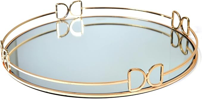 LINDLEMANN Decorative Tray - Metal Mirrored Vanity Tray with Distinctive Butterfly Handles - Eleg... | Amazon (US)