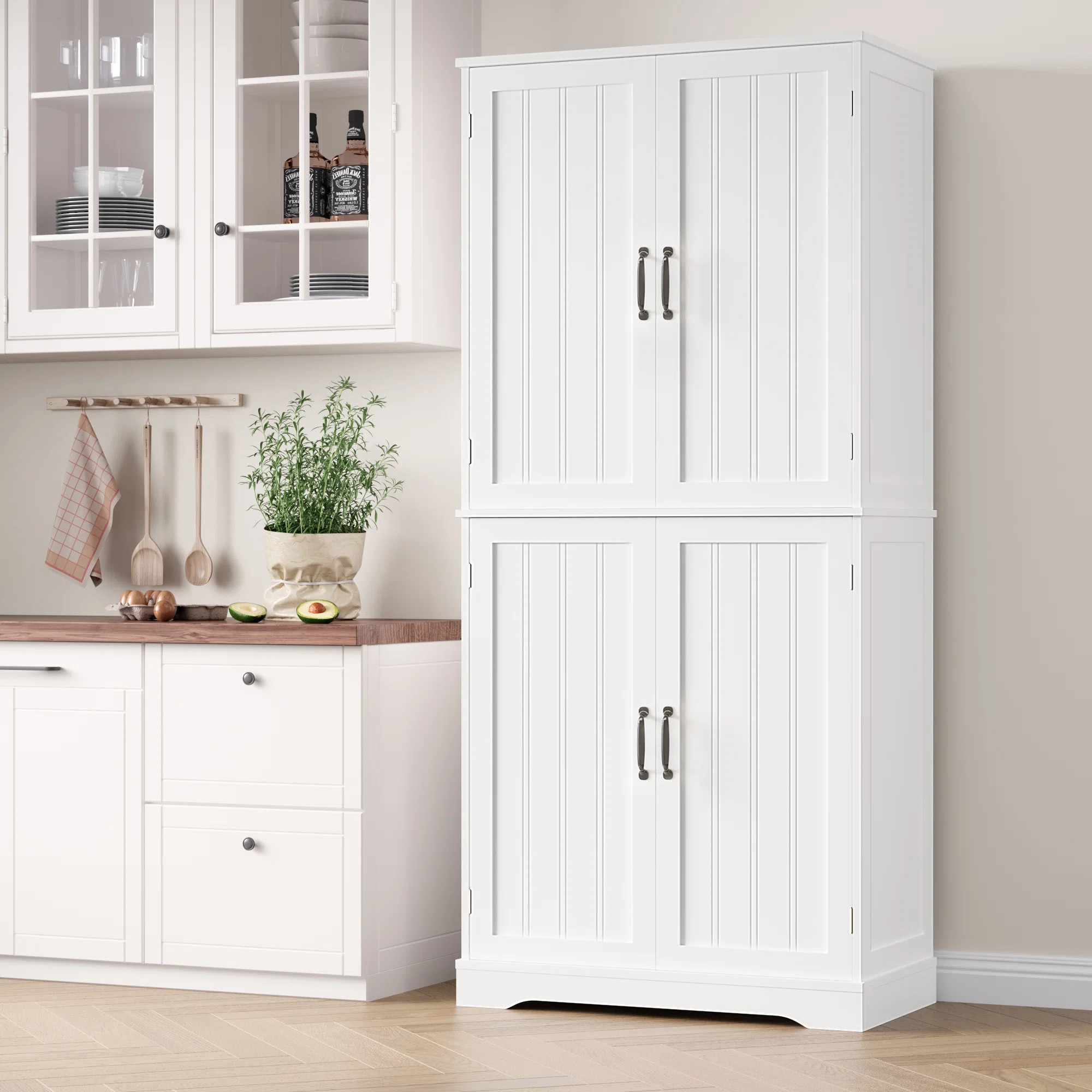 Winston Porter 71.3" Tall Modern Farmhouse Storage Cabinet, Food Pantry with 6 Shelves, Premium M... | Wayfair North America