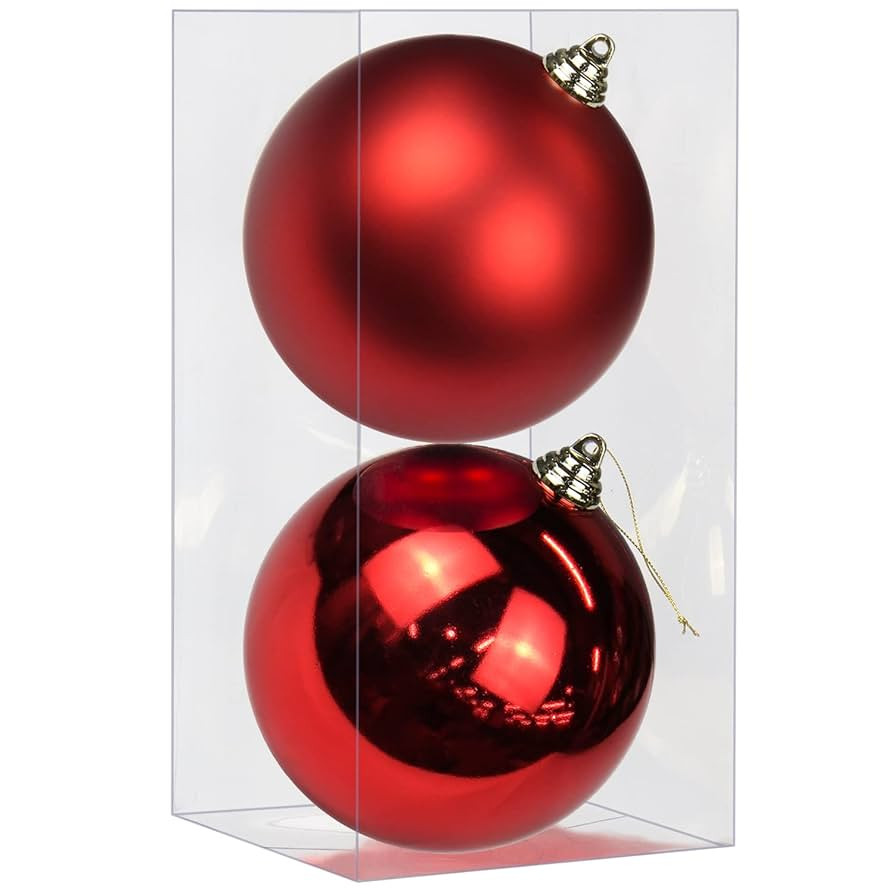 Large Shatterproof Christmas Ball Ornaments, Red, 5.9" (2 Pcs), Classic Style, Hanging, Plastic, ... | Amazon (US)