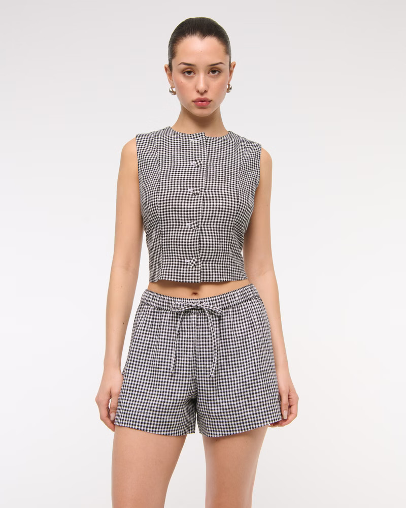 Women's Linen-Blend Pull-On Short | Women's Bottoms | Abercrombie.com | Abercrombie & Fitch (US)