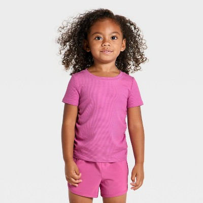 Toddler Girls' Modal Ribbed Active T-Shirt - All In Motion™ Pink 5T | Target
