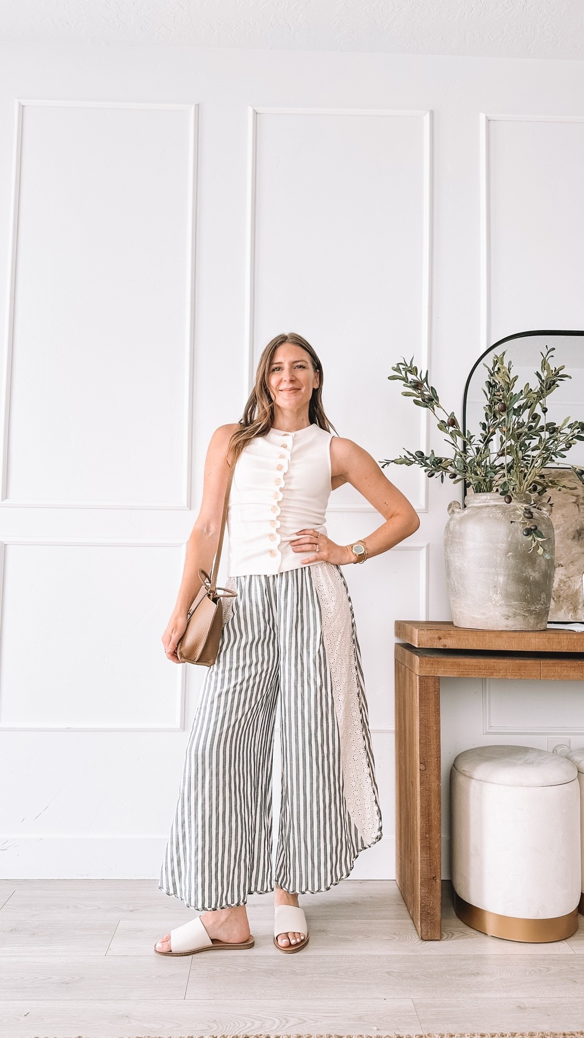I wish more people knew that Amazon could look this good. These wide leg striped pants are the most comfortable thing I own right now. Paired with a cream ribbed top and white slides for the perfect everyday outfit. Everything is linked and shoppable below!

#LTKmomlife #LTKootd #LTKgrwm