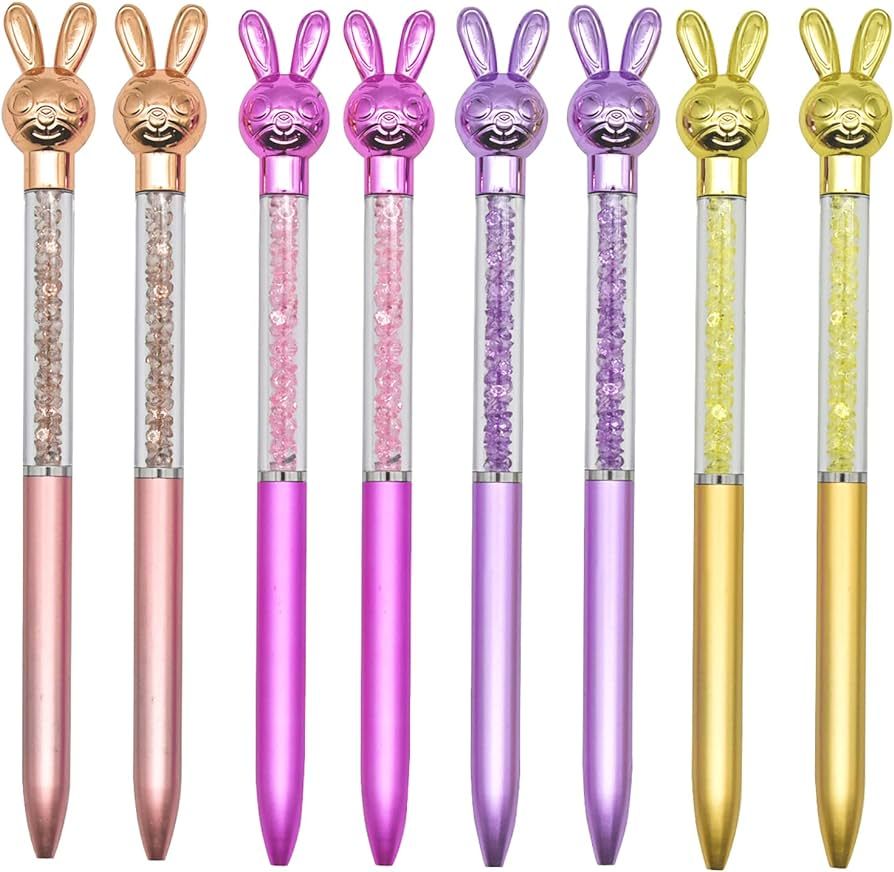 12PCS Novelty Rabbit Pens Cute Easter Bunny Pens Colorful Crystal Ballpoint Pens Retractable Pens... | Amazon (US)