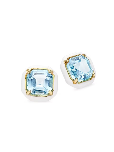 Candy Octagon Goldtone, Topaz & Enamel Stud Earrings | Saks Fifth Avenue