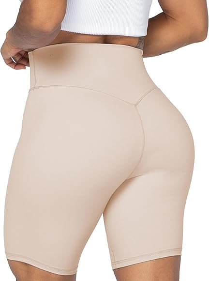 Sunzel No Front Seam High Waist Biker Shorts for Women, Squat Proof Yoga Workout Gym Bike Shorts | Amazon (US)