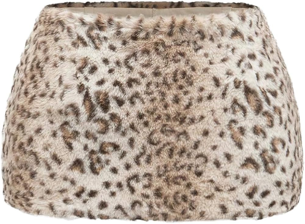 WDIRARA Women's Leopard Print Fuzzy Bodycon Mini Skirt Y2k Low Rise Skirt | Amazon (US)