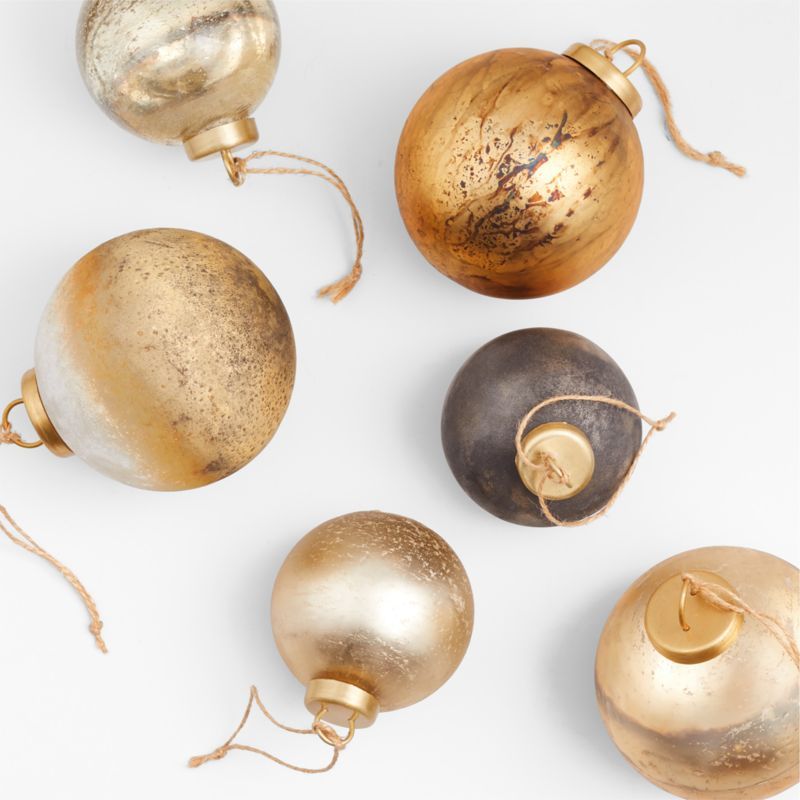 Textured Metallic Glass Ball Christmas Tree Ornaments, Set of 6 | Crate & Barrel | Crate & Barrel