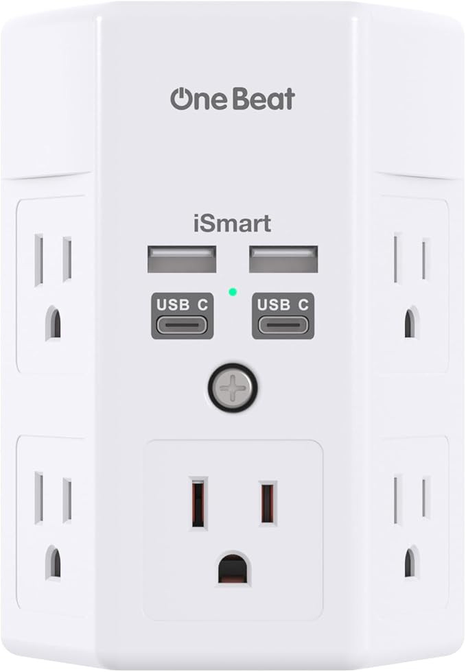 One Beat 1680J 3 Side Power Strip Multi Plug Expander, Surge Protector, 5 Outlets Extender, 4 USB... | Amazon (US)