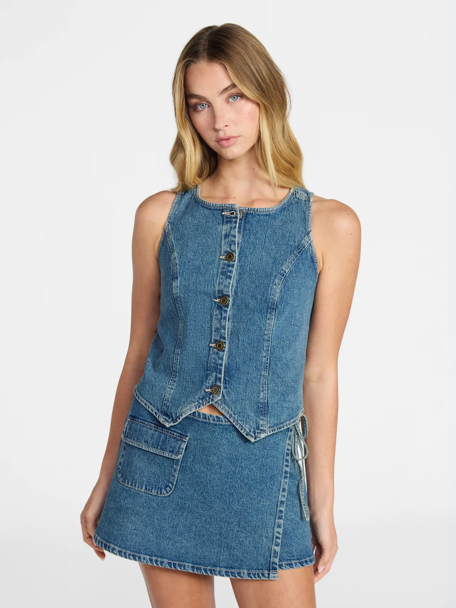 No Boundaries Cropped Denim Vest, Women’s XXS-XXL | Walmart (US)