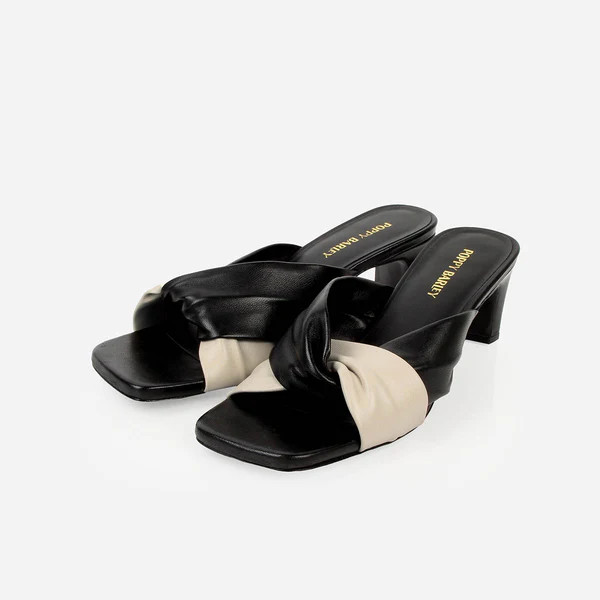 The Margot Heeled Sandal Black and White | Poppy Barley