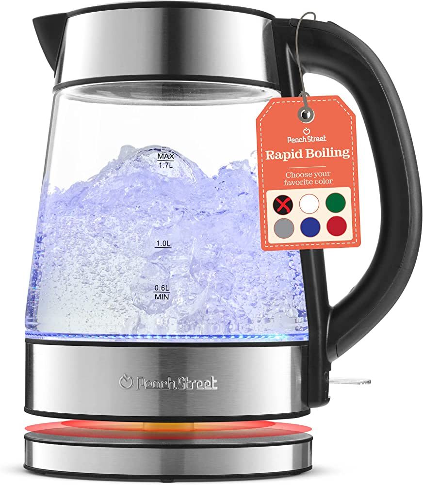 Speed-Boil Water Electric Kettle, 1.7L 1500W, Coffee & Tea Kettle Borosilicate Glass, Wide Openin... | Amazon (US)