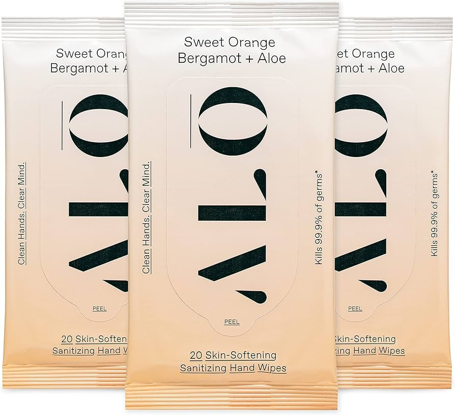 ALŌ Sweet Orange Bergamot + Aloe Sanitizing Hand Wipes - Clean Hands, Clear Mind - On The Go Han... | Amazon (US)