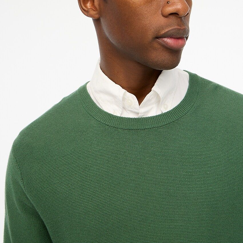 Cotton garter-stitch crewneck sweater | J.Crew Factory