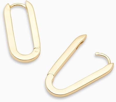 gorjana Women's Parker Huggie Earrings, 18K Gold Plated and Silver Plated, High Shine Retro Elong... | Amazon (US)