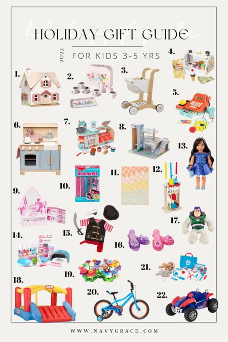 Holiday gift guide for kids age 3-5 years old, Christmas gift ideas for kids 5 year olds, 4 year olds, 3 year olds 

#LTKkids #LTKHoliday